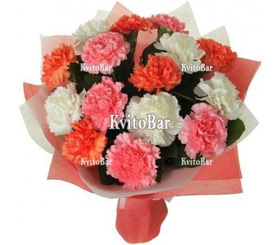 15 різнокольорових гвоздик