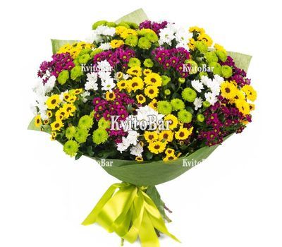 35 різнокольорових хризантем