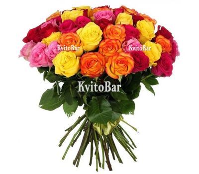 55 різнокольорових троянд