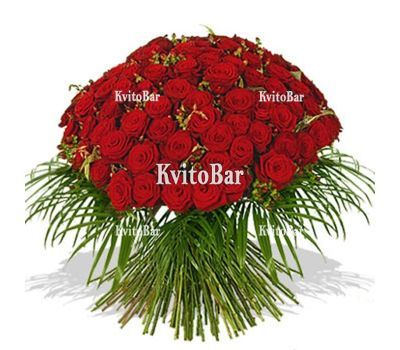 65 червоних троянд 60 см