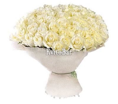 75 білих троянд 60 см