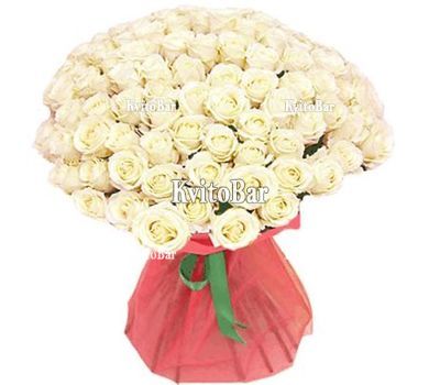 75 білих троянд 70 см