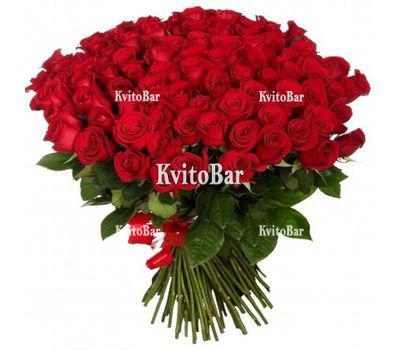 75 червоних троянд 60 см