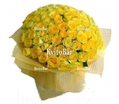 75 желтых роз 60 см