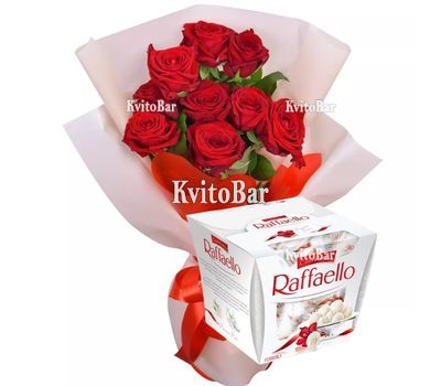 9 роз и Raffaello