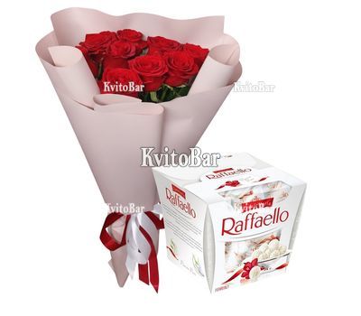 9 роз и Raffaello