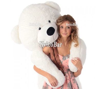 Двометровий білий плюшевий ведмедик