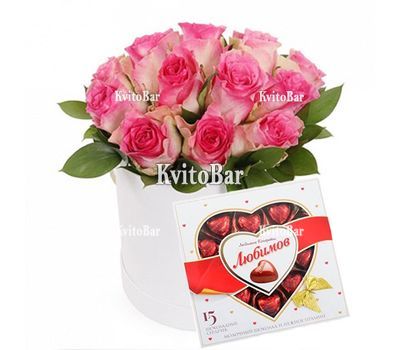 White and pink roses in a box