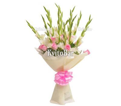 Букет 15 рожевих гладіолусів