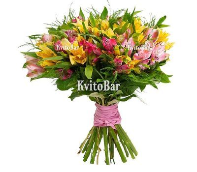 Букет 21 різнокольорова альстромерія