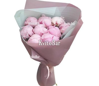 Букет із 9 рожевих півоній