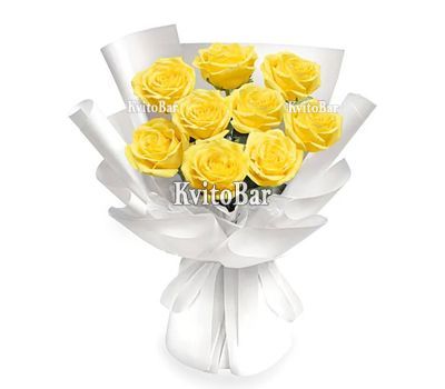 Букет із 9 жовтих троянд