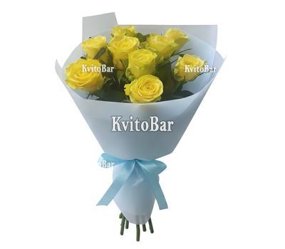 Букет із 9 жовтих троянд