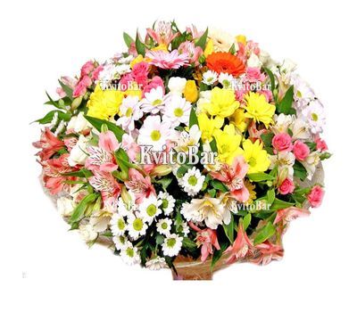 Букет із гербер, альстромерій і хризантем