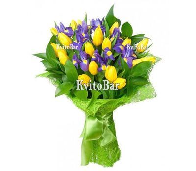 Букет із тюльпанів та ірисів