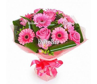 Букет із троянд і гербер