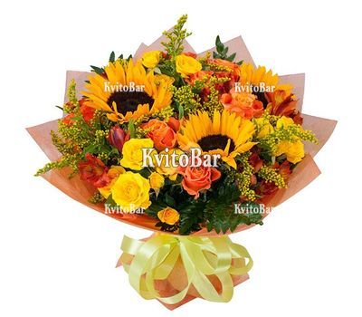 Букет в оранжево-жовтих тонах