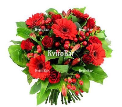 Букет квітів у червоних тонах