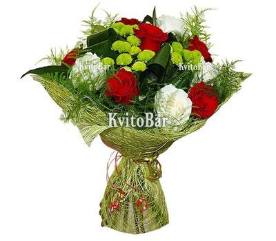 Букет з троянд і хризантем