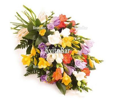 Букет різнокольорових фрезій