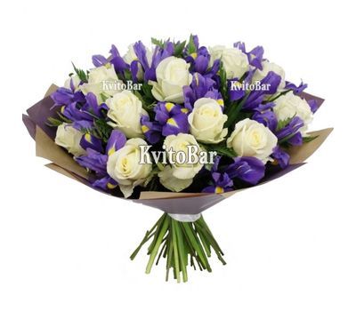Букет троянд і ірисів