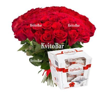 Великий букет із 101 червоної троянди