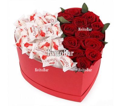 Цветы и Raffaello в коробке