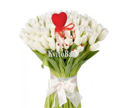 Букет із 101 білого тюльпана