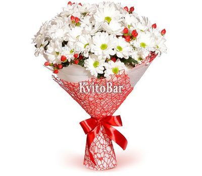 Букет 11 білих ромашкоподібних хризантем