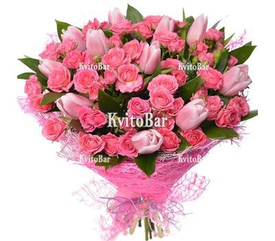 Букет з троянд і тюльпанів