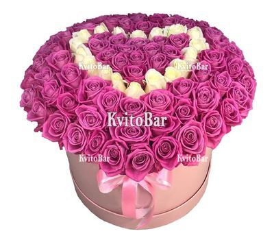 Heart of 101 roses in a box