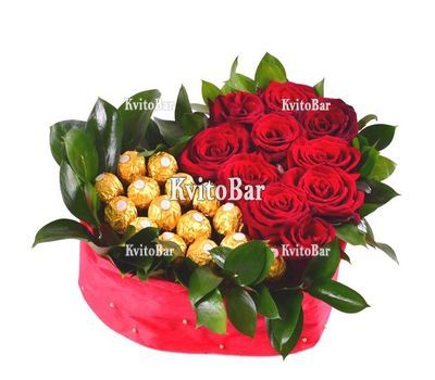 Сердце из роз и Ferrero