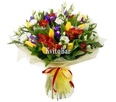 Весняний букет із ірисами