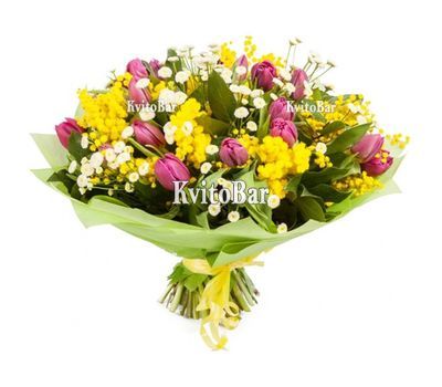 Весняний букет із мімозою