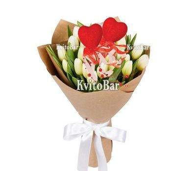 Букет із 25 білих тюльпанів