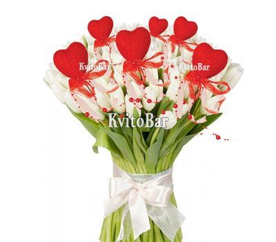 Букет из 75 белых тюльпанов