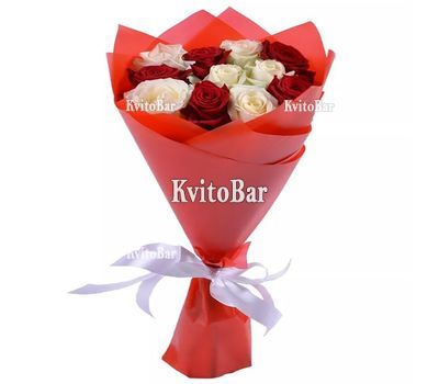 11 red and white roses