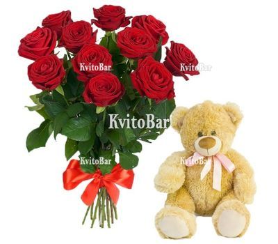 11 червоних троянд і Ведмедик