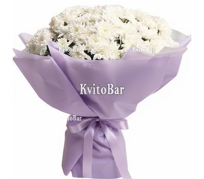 Букет із 25 білих хризантем