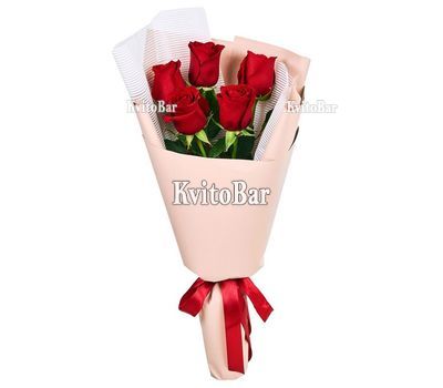 Букет 5 червоних троянд