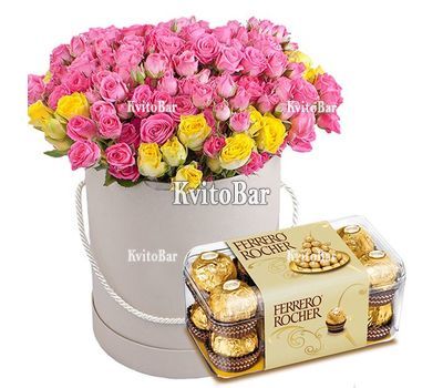 51 кустовая роза в коробке