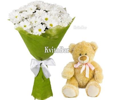 Букет ромашок з ведмедиком