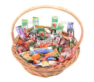 Подарунковий кошик з цукерками та кавою