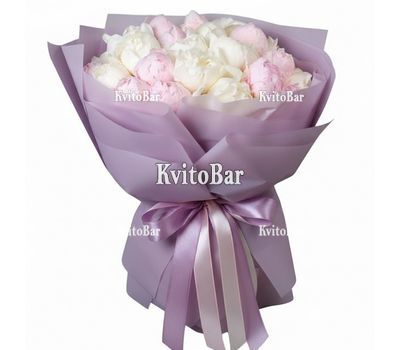 25 разноцветных пионов